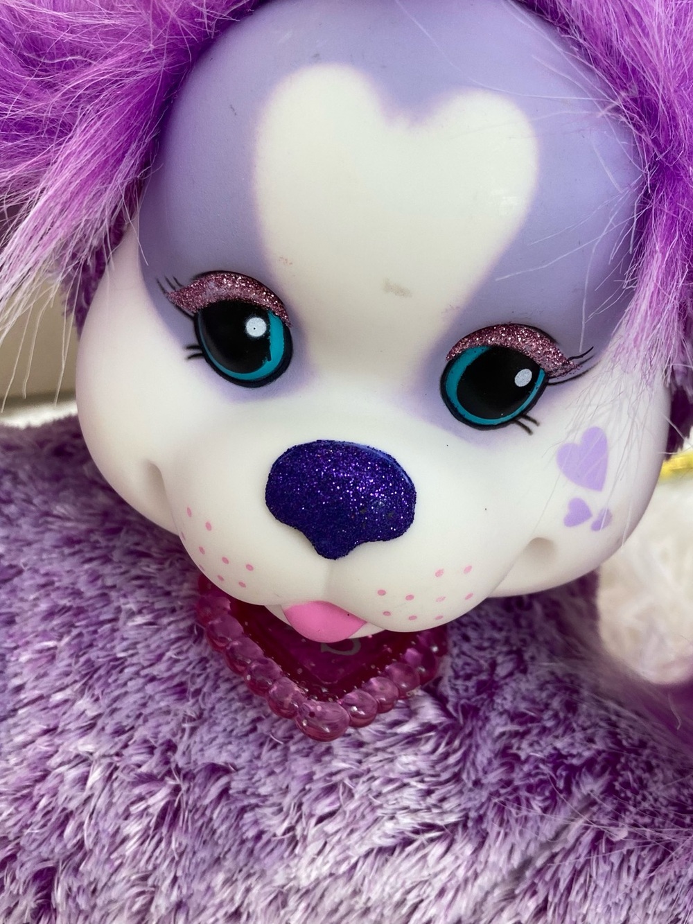 Purple Heart Puppy Plush Toy with Glitter Nose Puppy Surprise